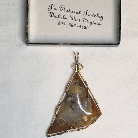 Unique Pendant Handmade Scenic Agate Freeform - Picture 4 of 8